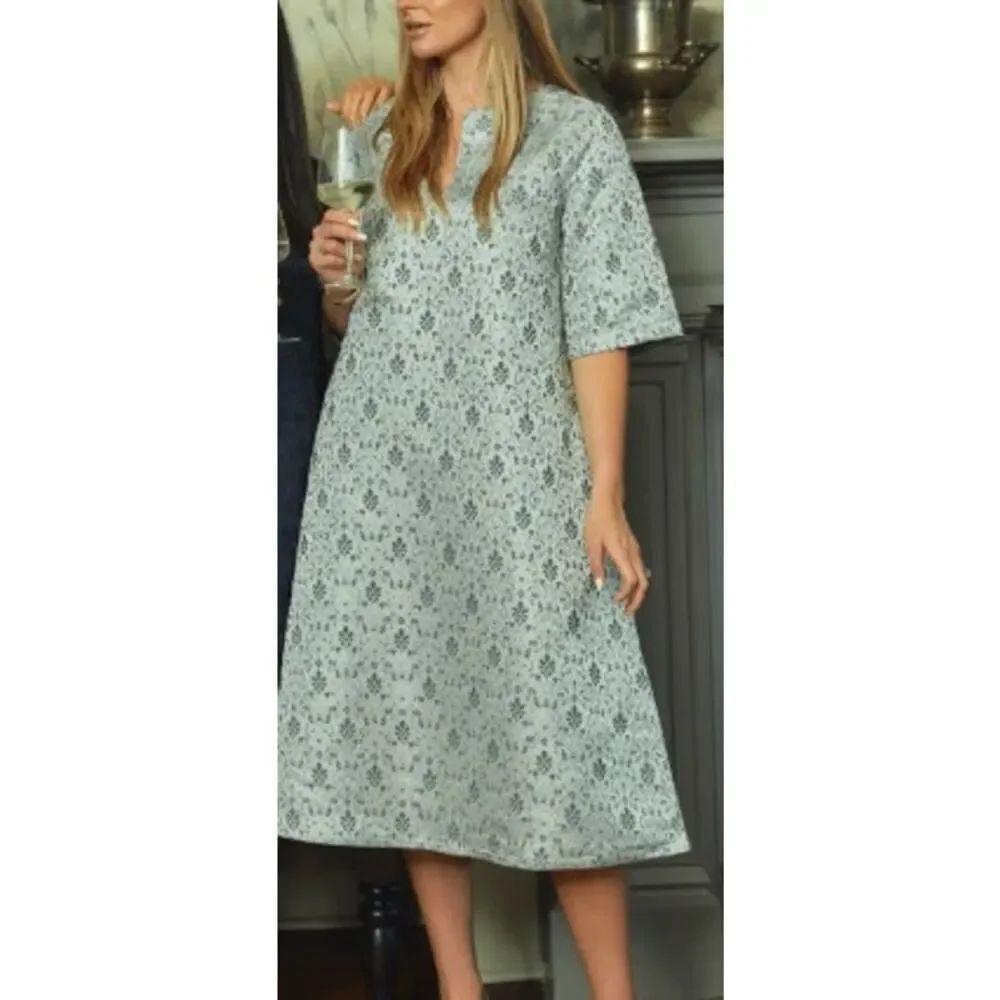 NWOT Beau &âRo Silver Cornelia Jacquard Midi Dress Womenâs Sz. XS